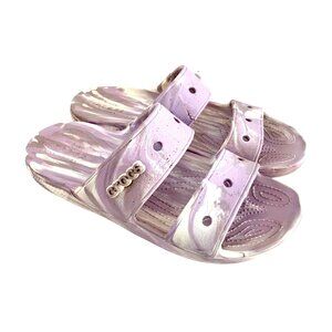 Crocs Lavender Marble Unisex Classic Slide Sandals M8/W10 Two Strap Summer